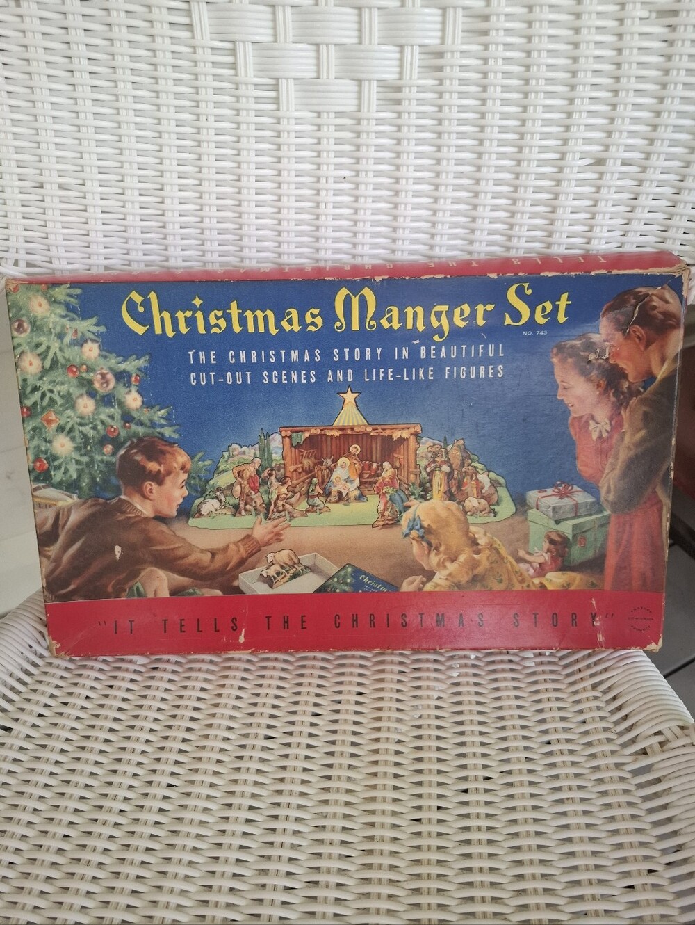 Vtg Christmas Manger Nativity Set Cardboard Stand-ups W Box Concordia